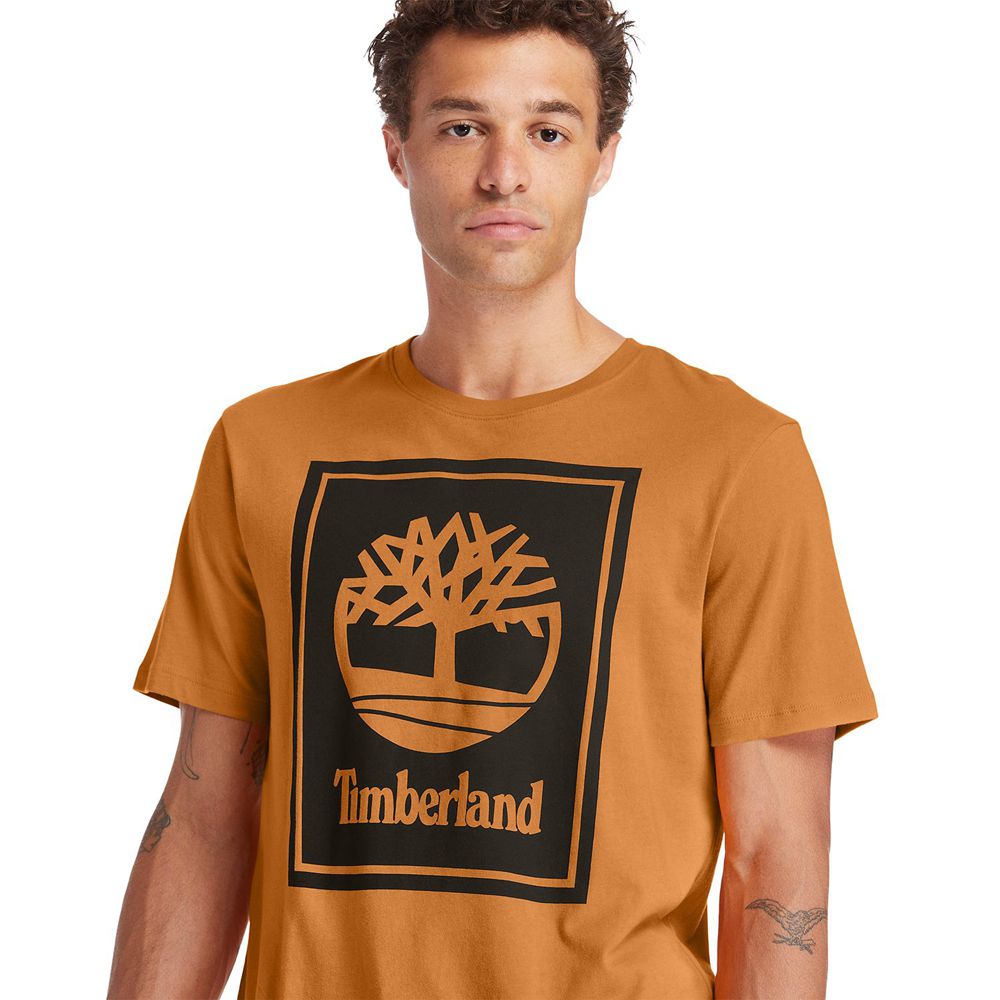 Tricouri Timberland Barbati Maro/Negrii - Short-Sleeve Logo - Romania - GATVHN281